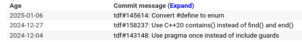 Liste des trois commits de Linagora présents sur le dépot git et visibles à l'adresse https://cgit.freedesktop.org/libreoffice/core/log/?qt=author&q=linagora